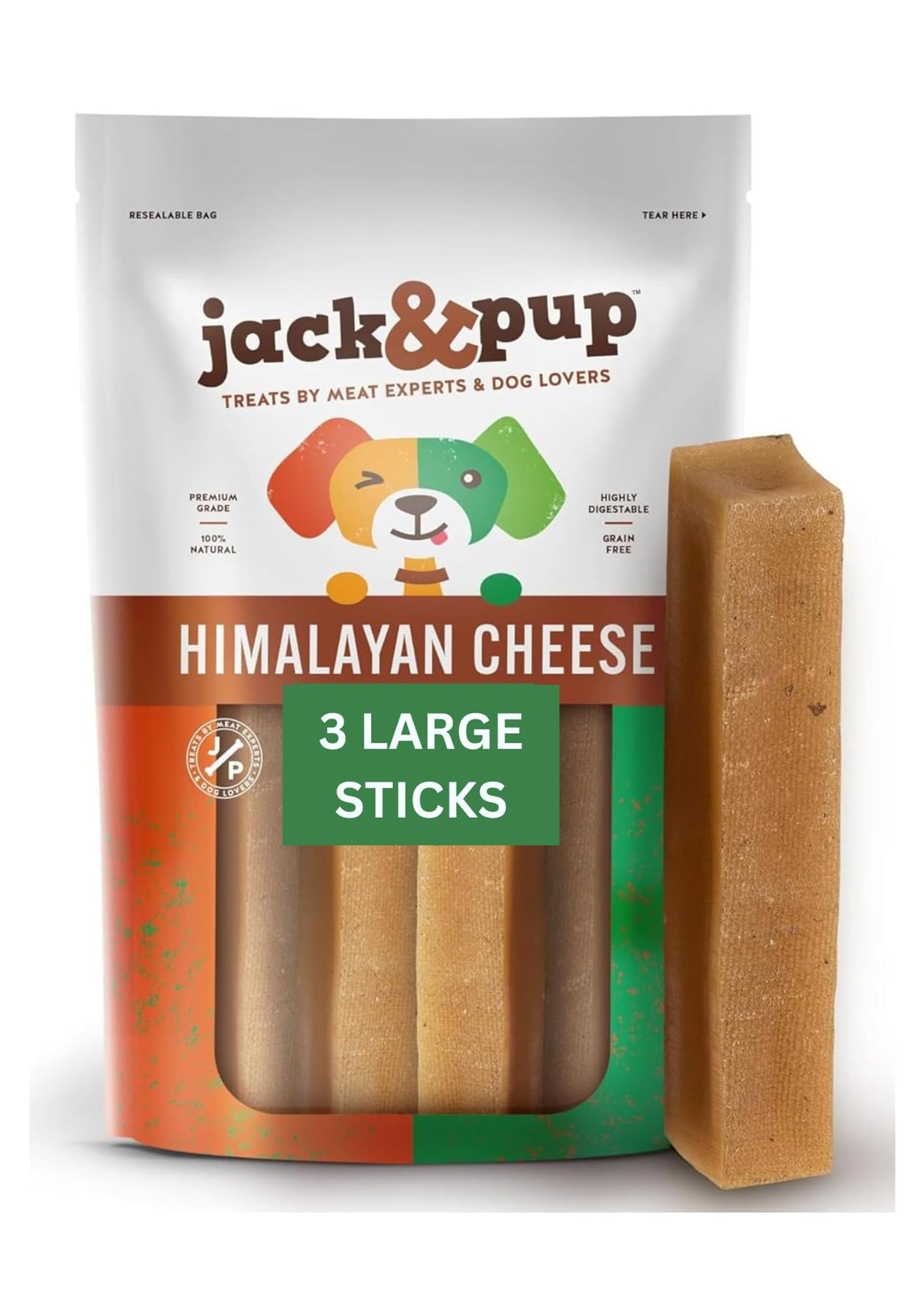 Jack&Pup yak-cheese-pack-3-chews-3oz long-lasting entertainment for dogs.