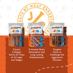 Jack&Pup single-ingredient collagen sticks emphasize purity and natural beef flavor without additives