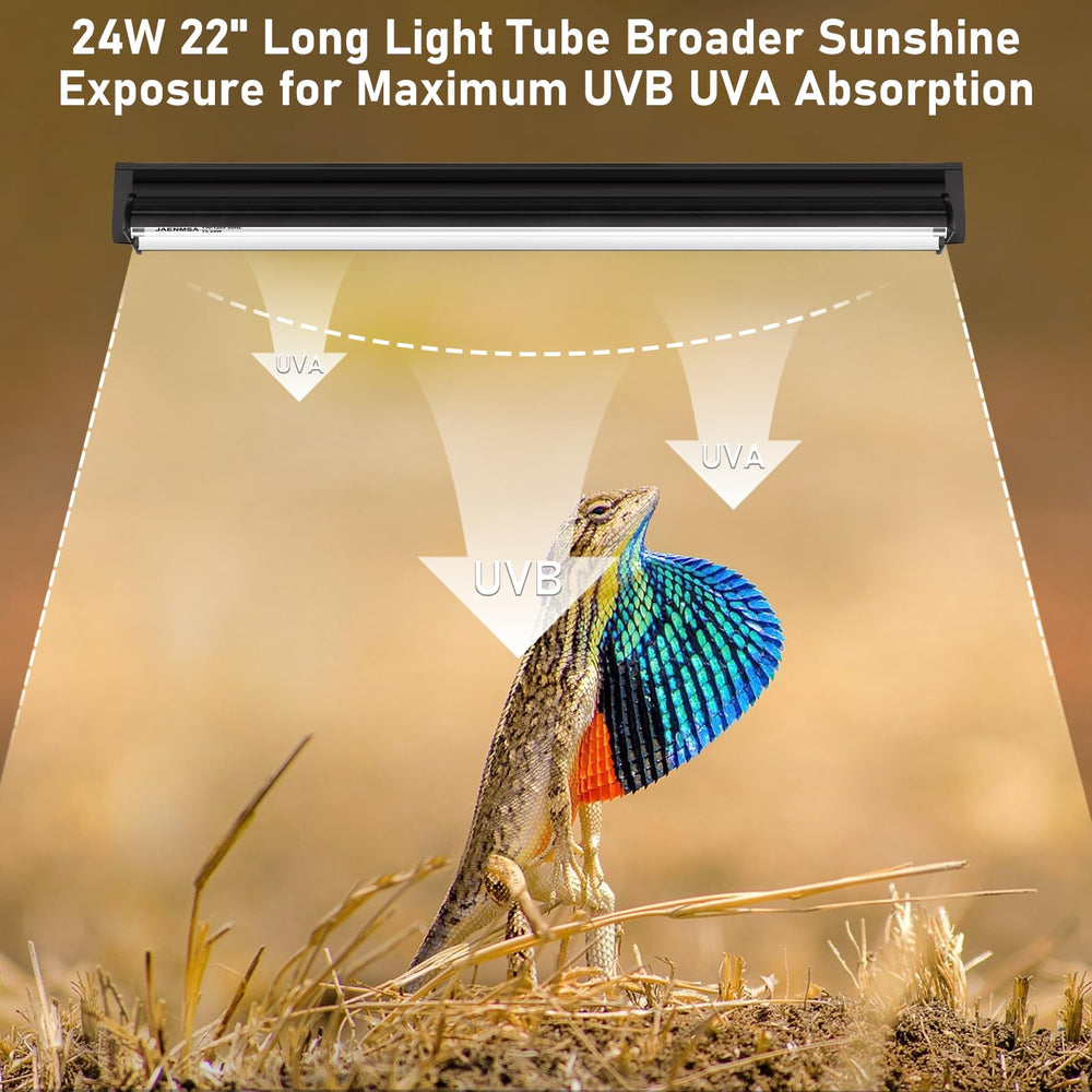 Jaenmsa basking zone 22in UVB bar creates a warm, inviting basking area.