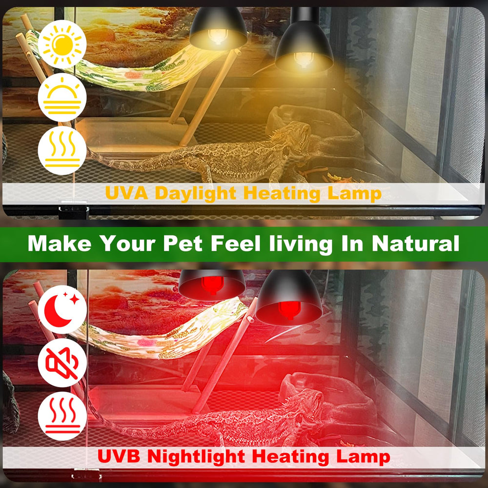 Jaenmsa heat lamp red bulbs deliver warm glow for nighttime warmth without disturbing cycles.