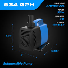 JAJALE 634GPH inline-pump-setup shows easy external installation for hydroponics and irrigation.