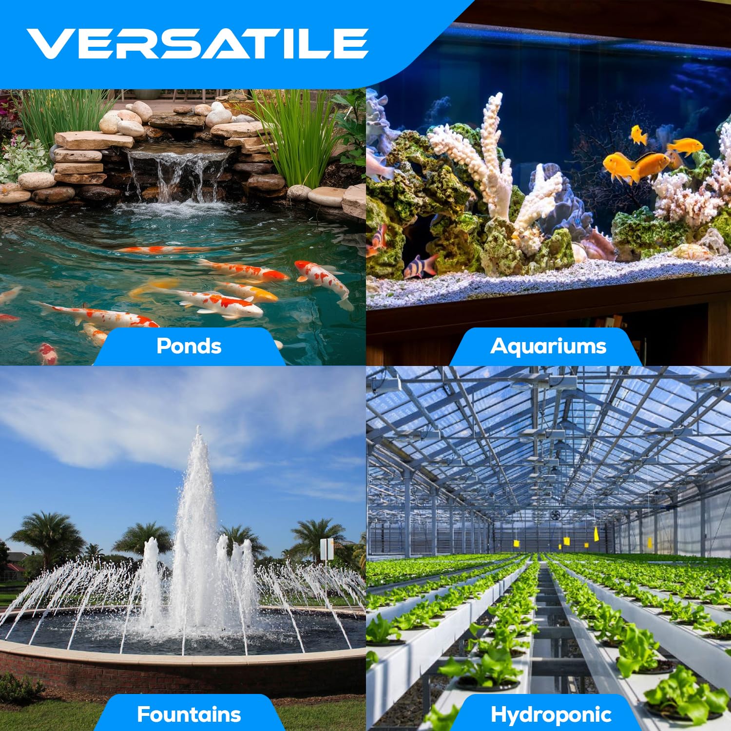 JAJALE 6ft-lift-display highlights impressive lift for elevated water features.