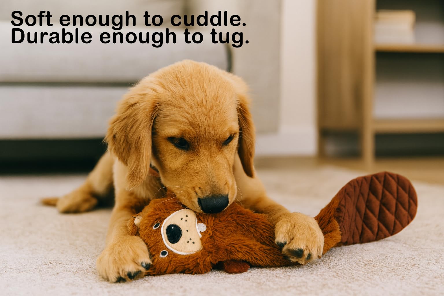 Jalousie otter squeaky toy in use for fetch and chew fun