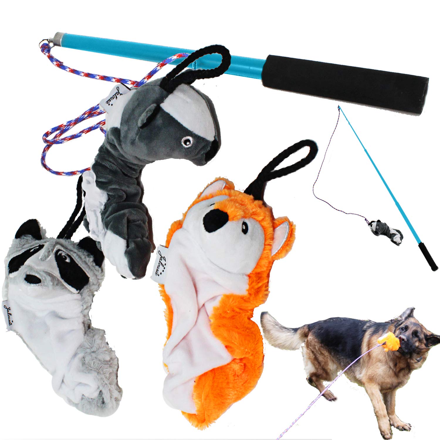 Jalousie collapsible flirt pole assembly for easy interactive play.