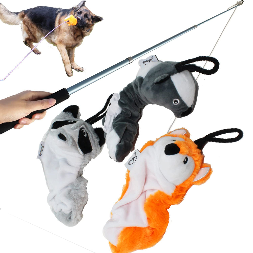 Jalousie three squeaky toys pack for versatile fetch and tug.