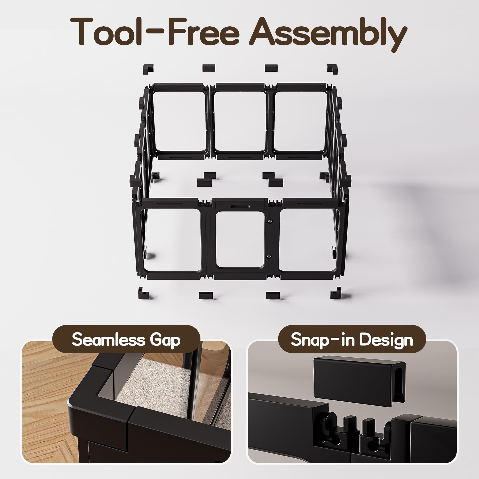 Jalove DIY-friendly playpen panels snap into various shapes
