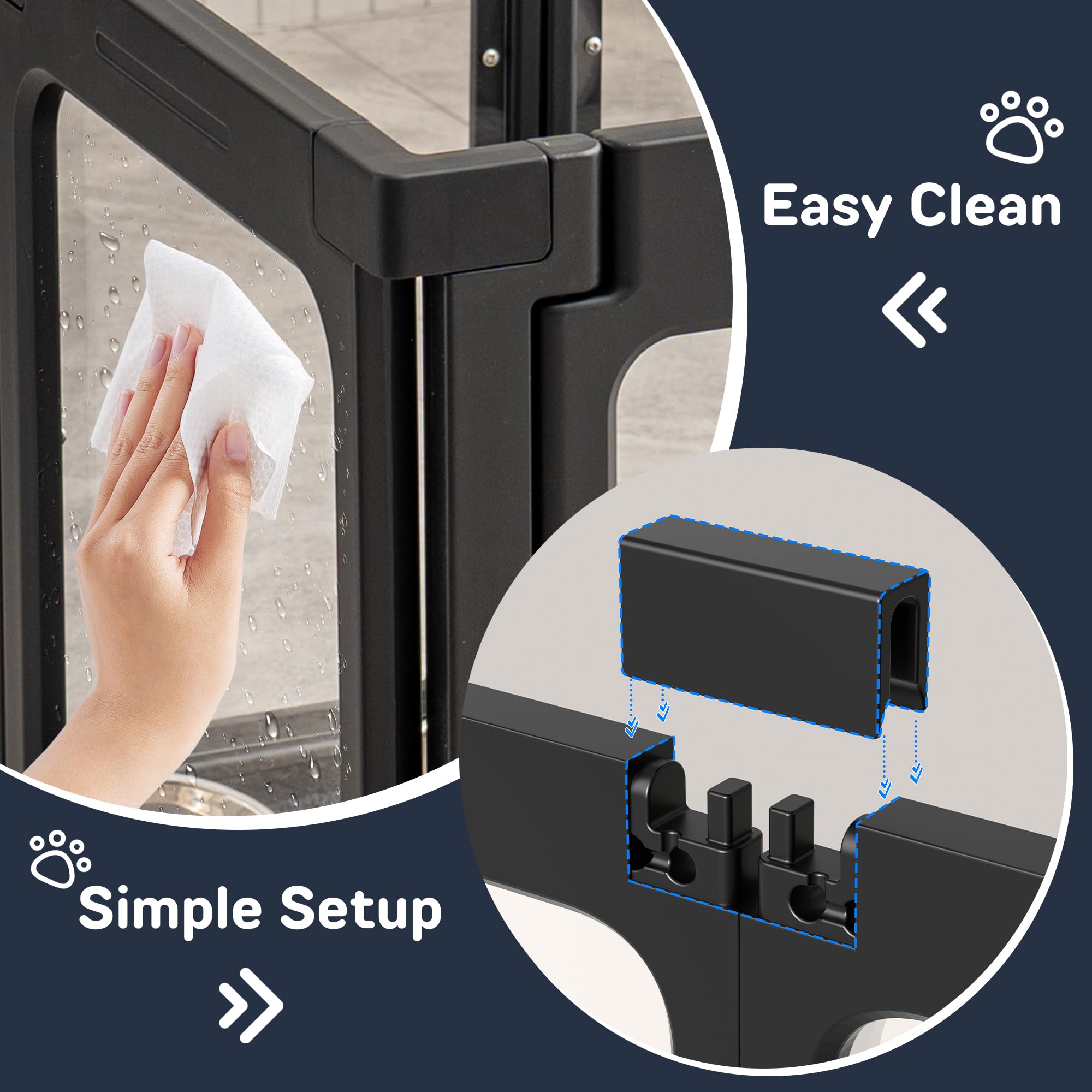 Jalove transparent walls blend with home décor while keeping pets safe.