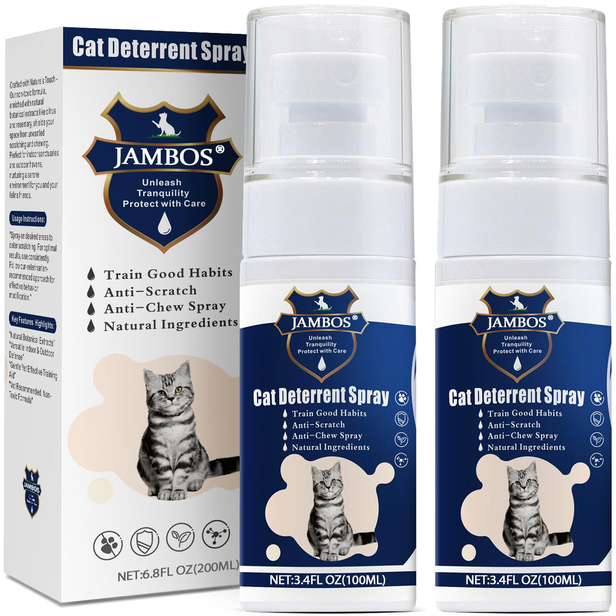 JAMBOS cat-deterrent-spray bottle blue 2-pack protects furniture from scratches