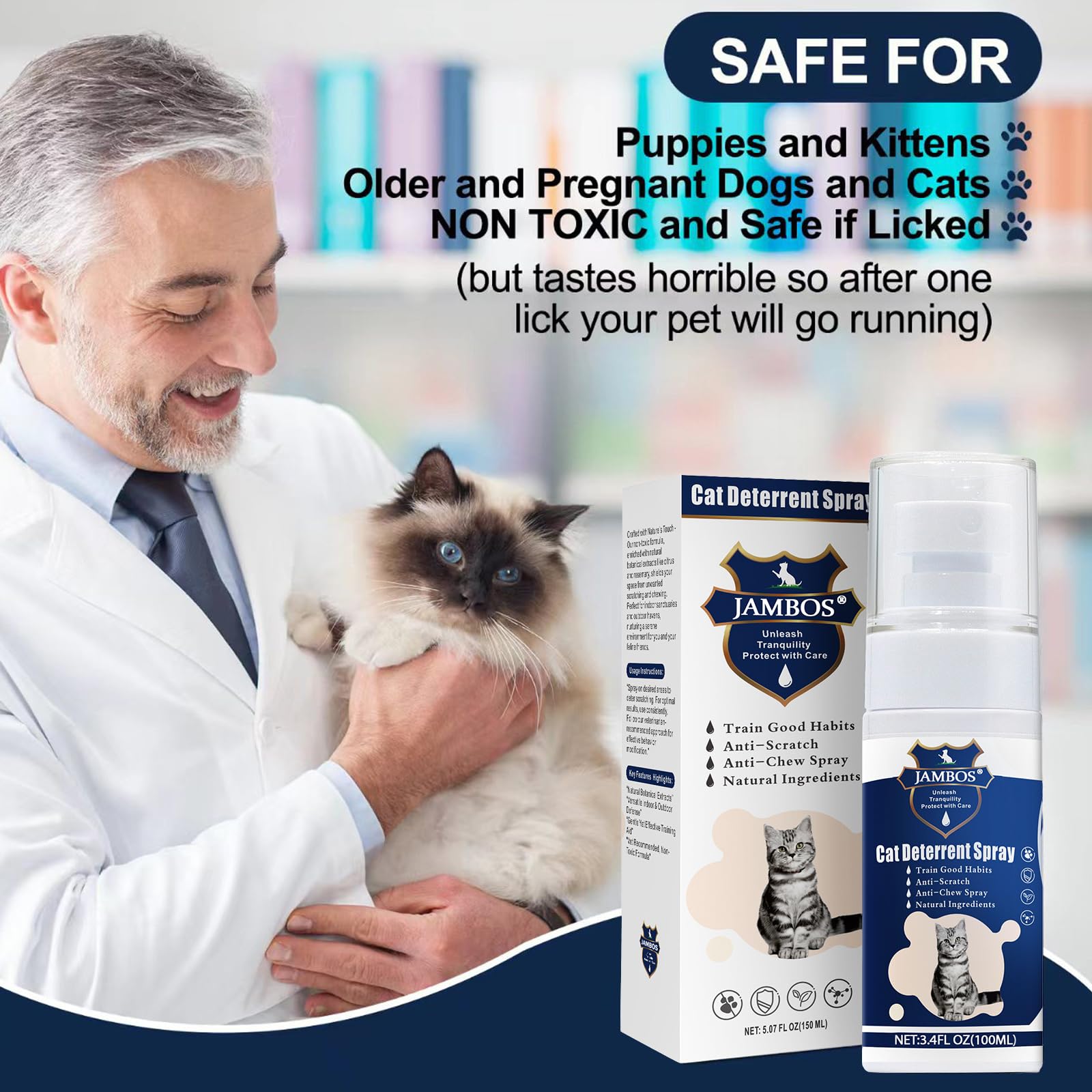 JAMBOS cat-scratching-furniture-protection demonstrates deterrent spray use on sofa