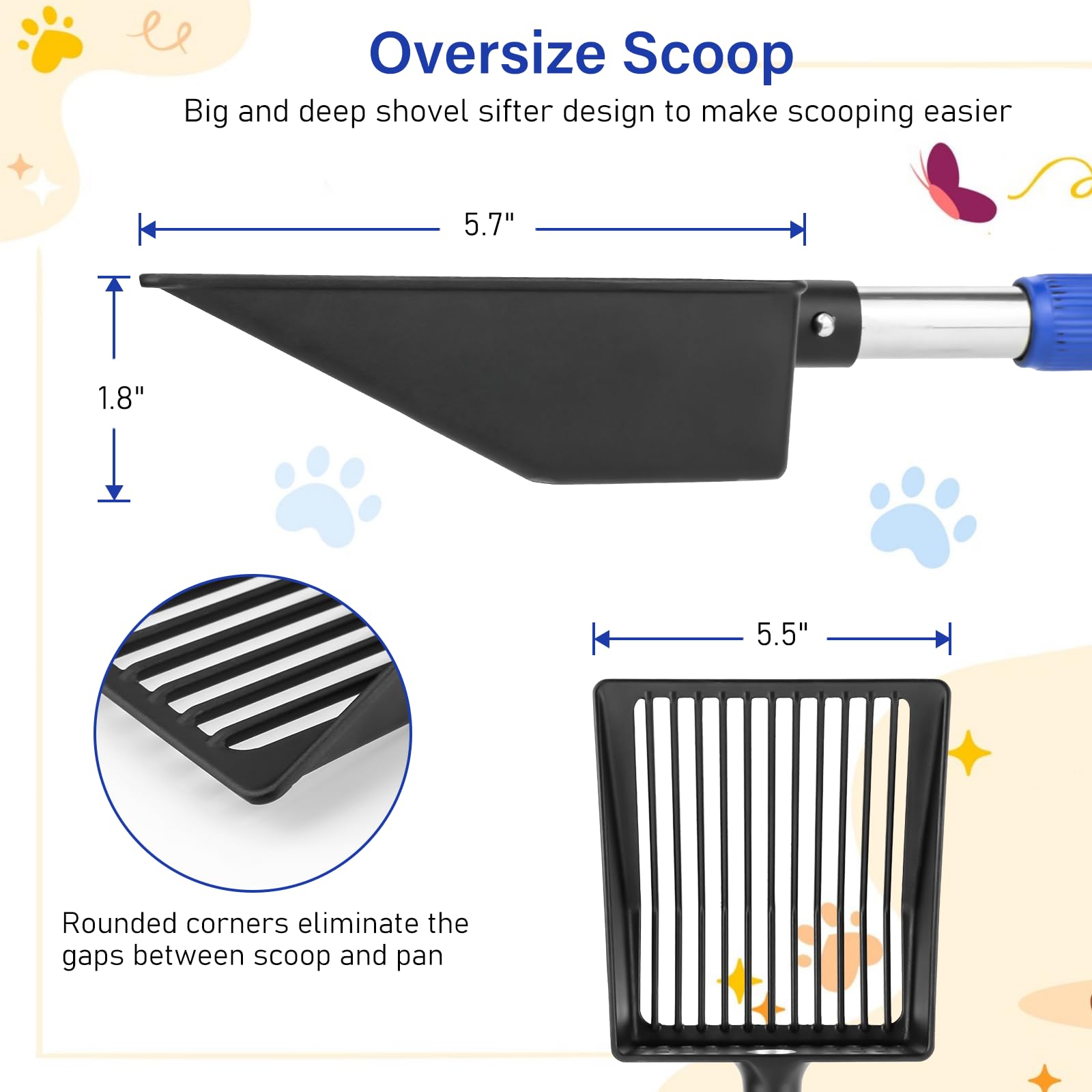 JAMIEWIN ergonomic handle with three grips reduces strain during scooping
