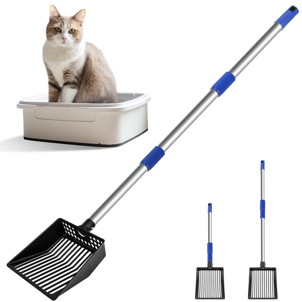JAMIEWIN extendable litter scoop handle extended for comfortable reach and back relief