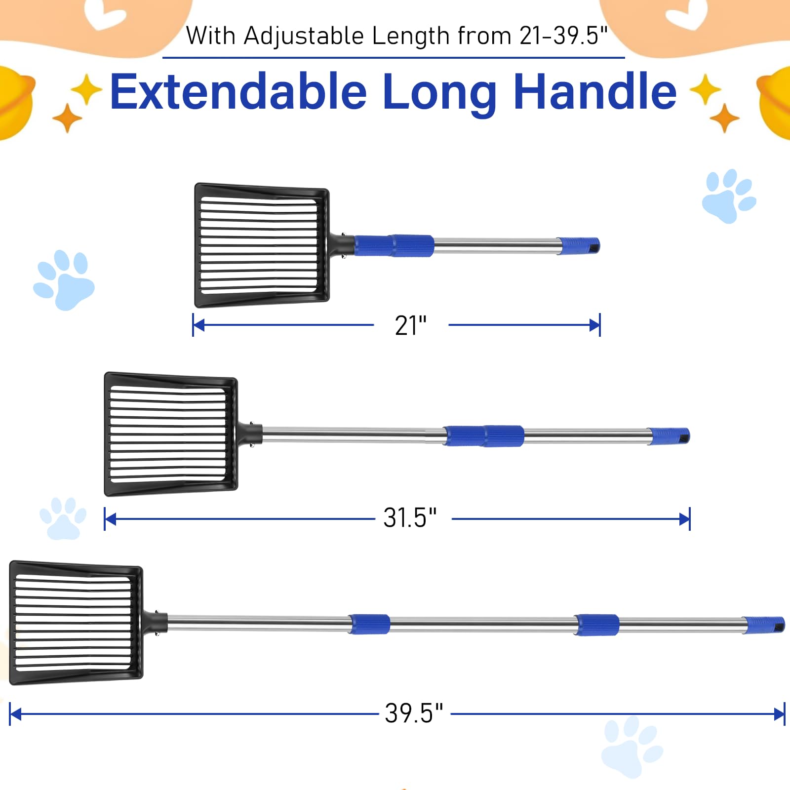 JAMIEWIN heavy-duty metal scoop designed for durable daily litter cleanup