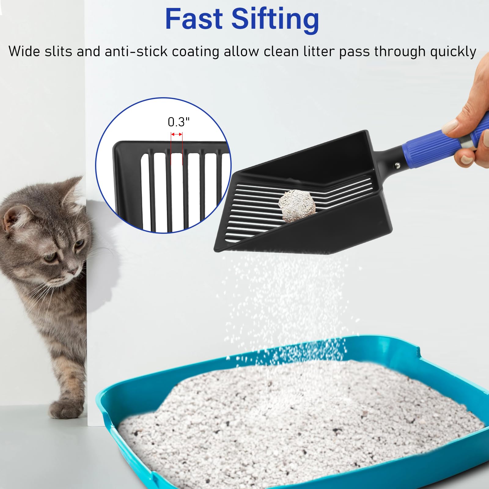 JAMIEWIN wide-mesh anti-stick coating speeds litter separation and odor control