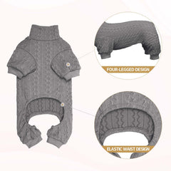 Jamktepat dog sweater grey turtleneck knit close-up shows soft fabric