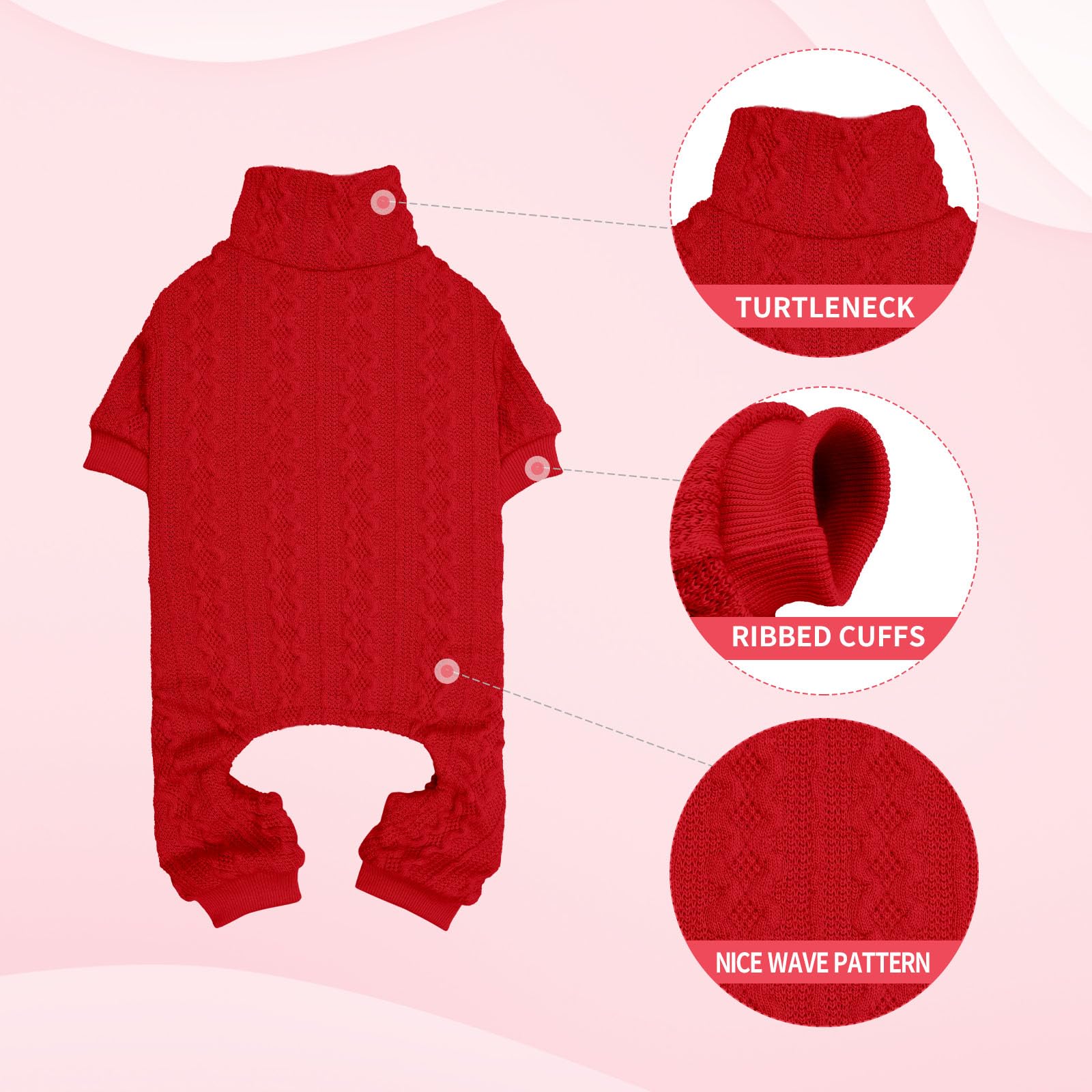 Jamktepat dog sweater knit closeup emphasizes soft breathable fabric for everyday wear