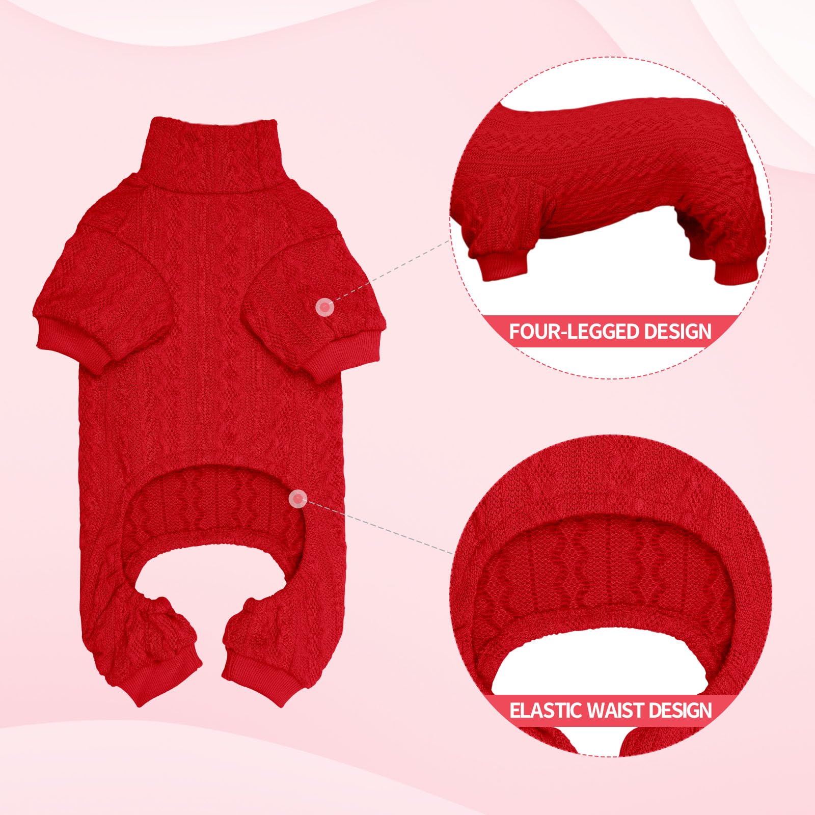 Jamktepat dog sweater red color warmth boosts visibility during low light strolls