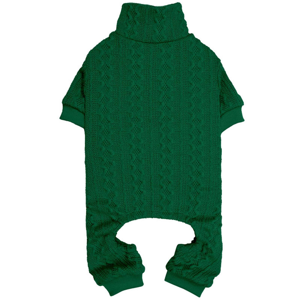 Jamktepat dog sweater turtleneck green front view keeps your pup warm on chilly mornings.