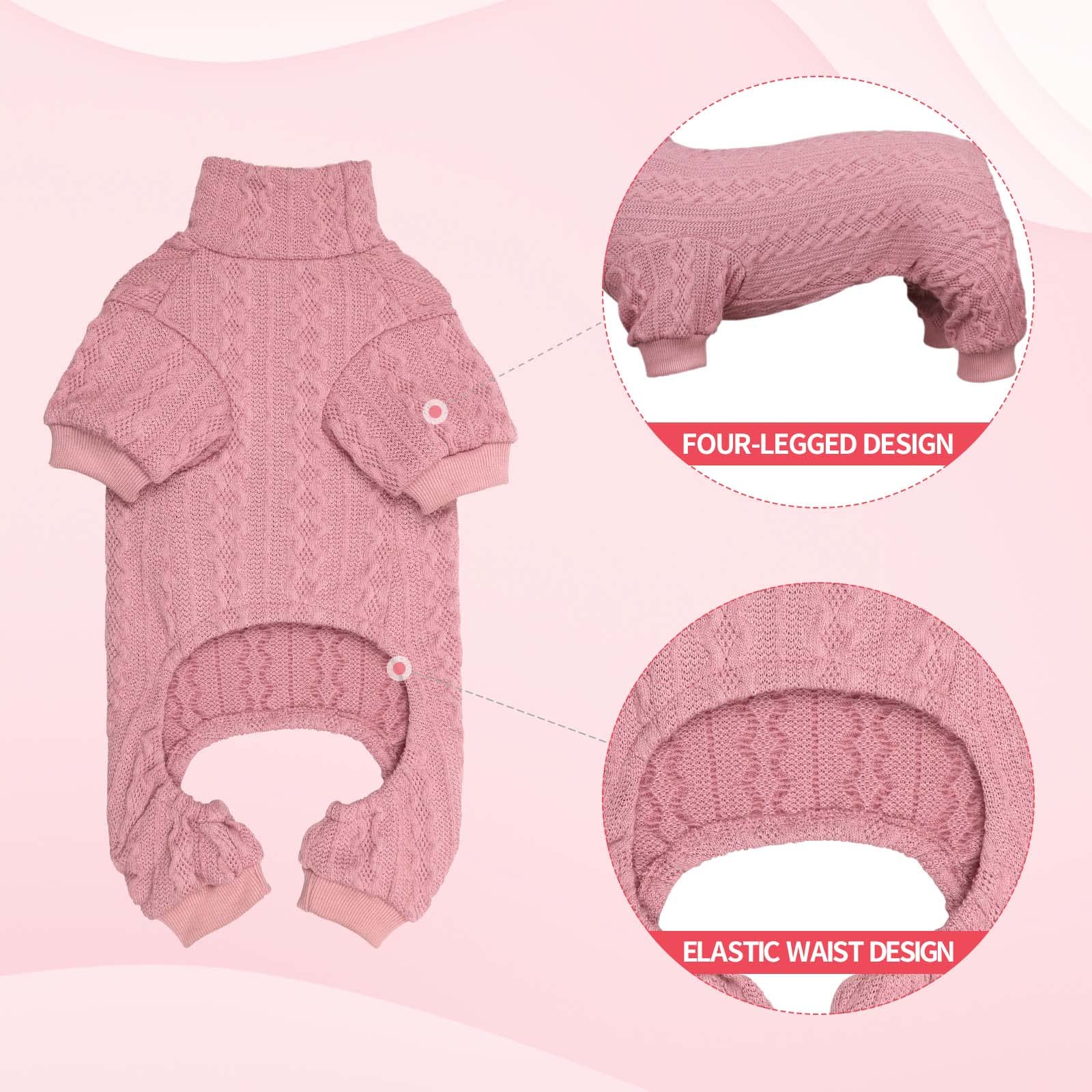 Jamktepat dog sweater turtleneck pink back view provides snug warmth for outdoor adventures
