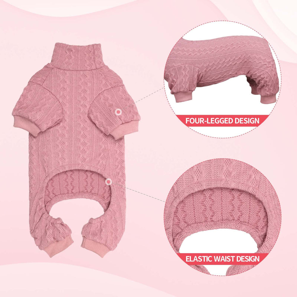 Jamktepat dog sweater turtleneck pink back view provides snug warmth for outdoor adventures