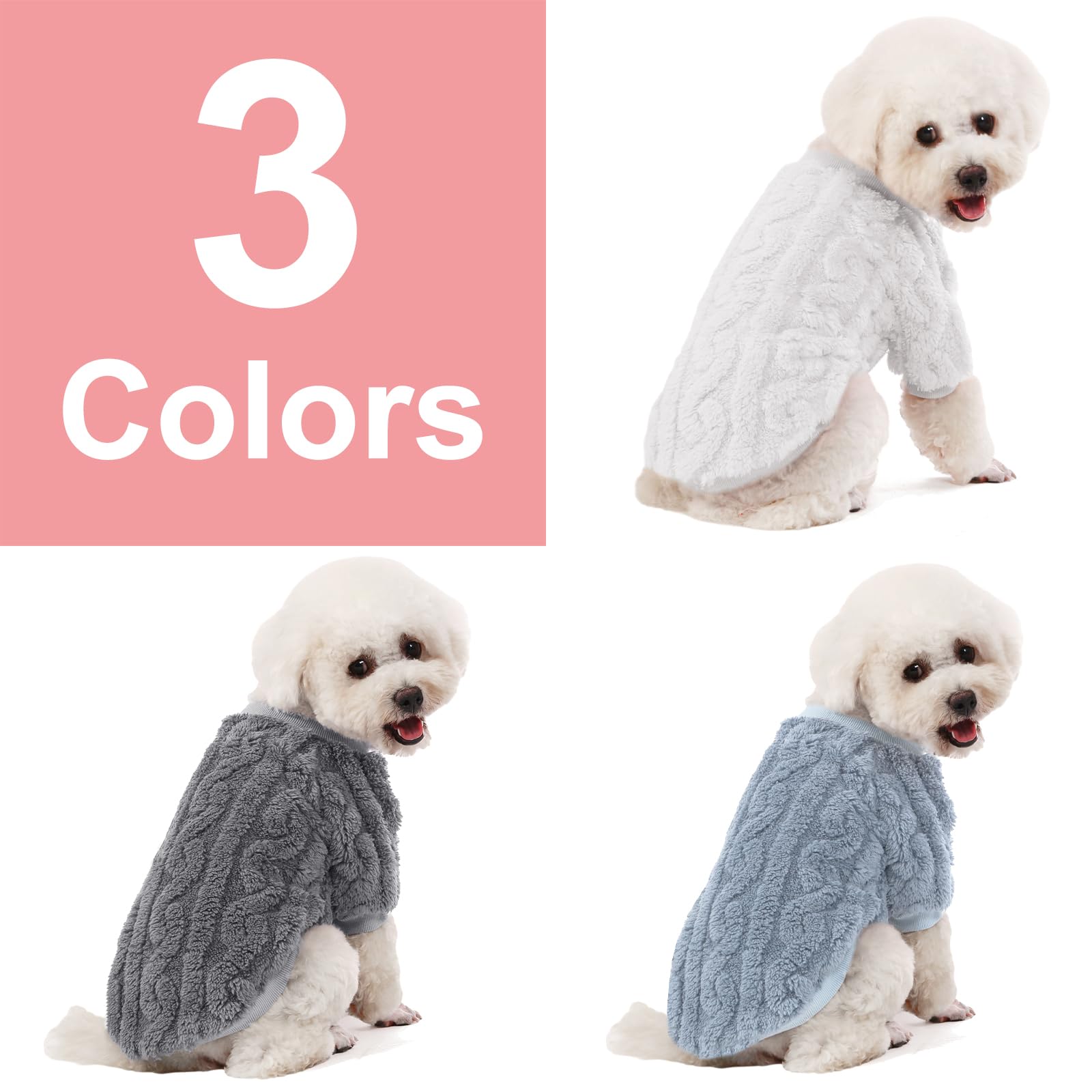 JAMPAYANG knit texture close-up in light blue, stylish warmth for small dogs