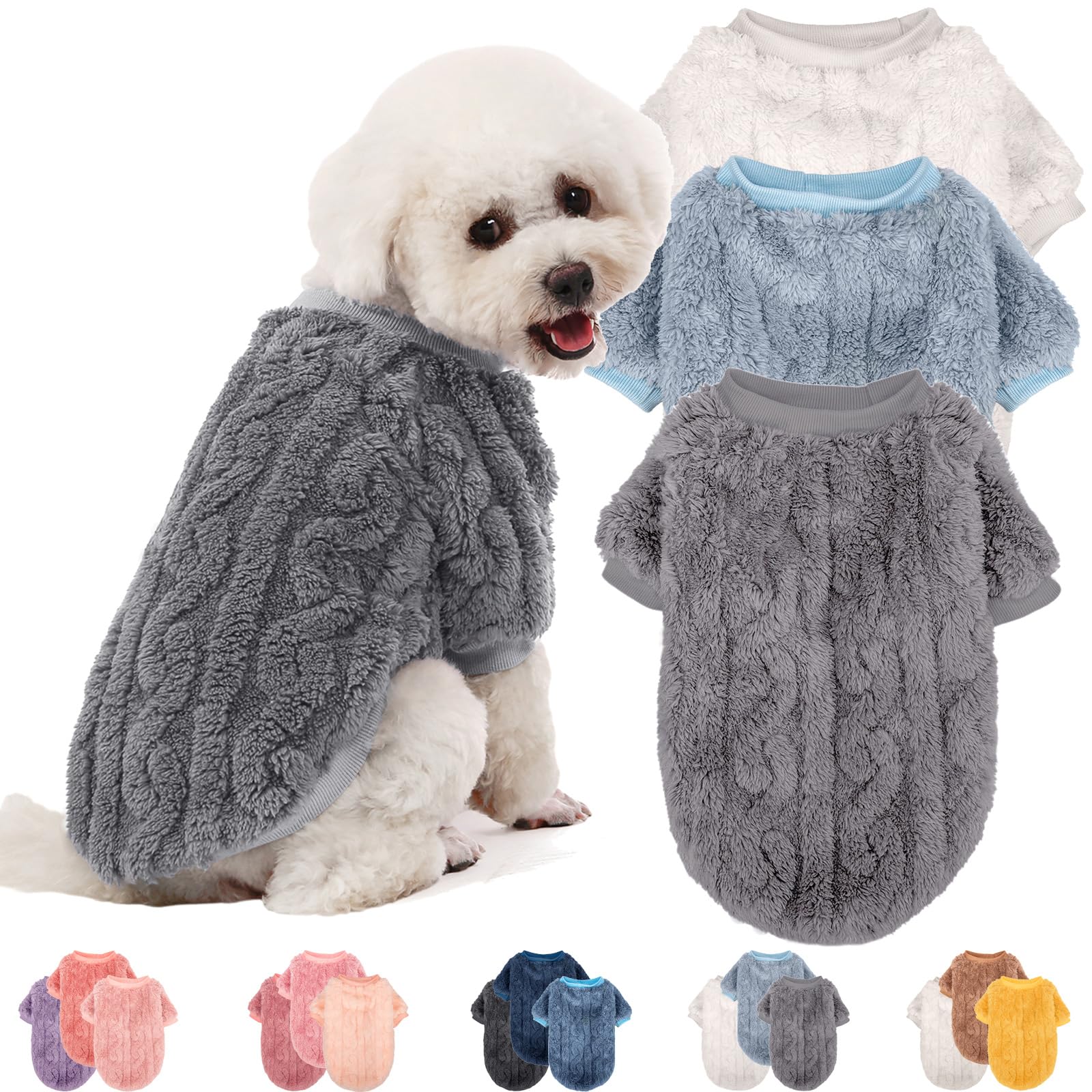 JAMPAYANG dog sweater trio pack in colors, cozy wear for small pets