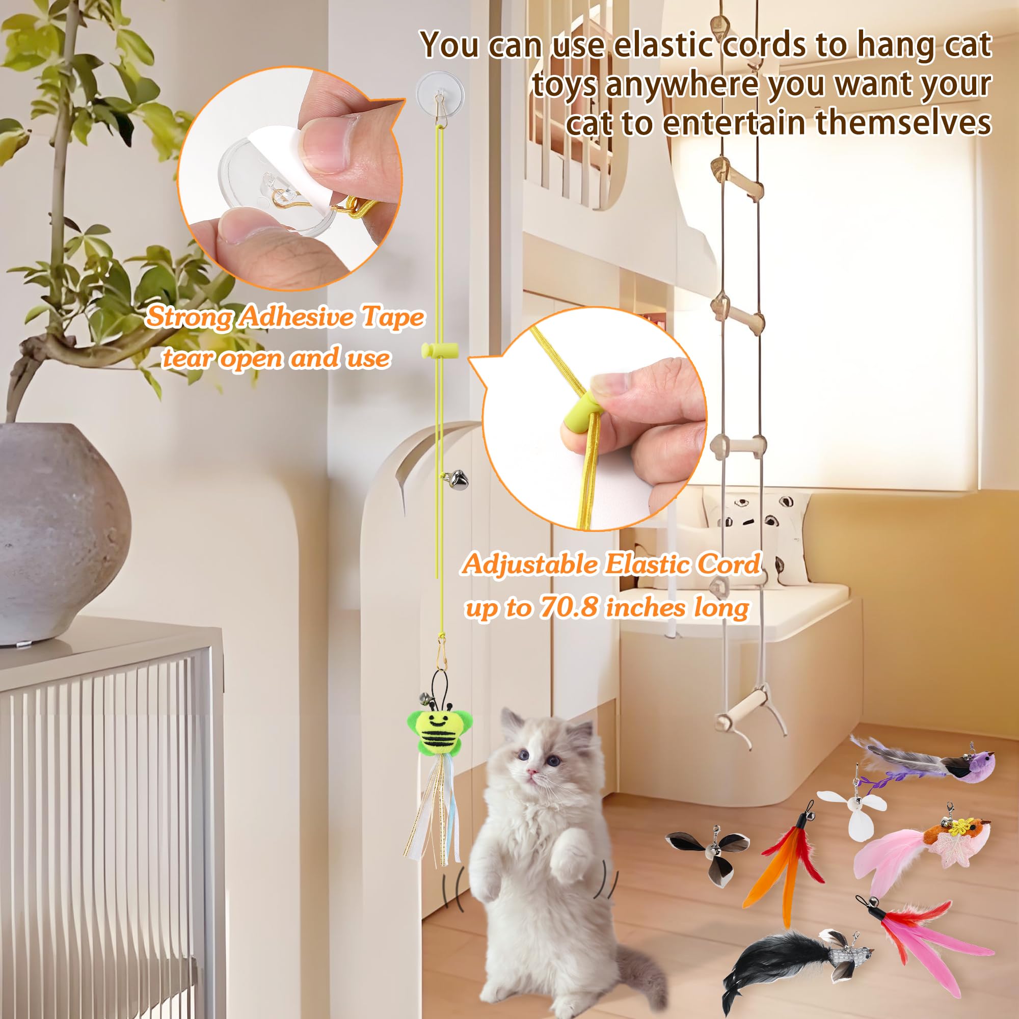 Janbenty bee-cat-toy provides a crisp bell sound to engage senses.