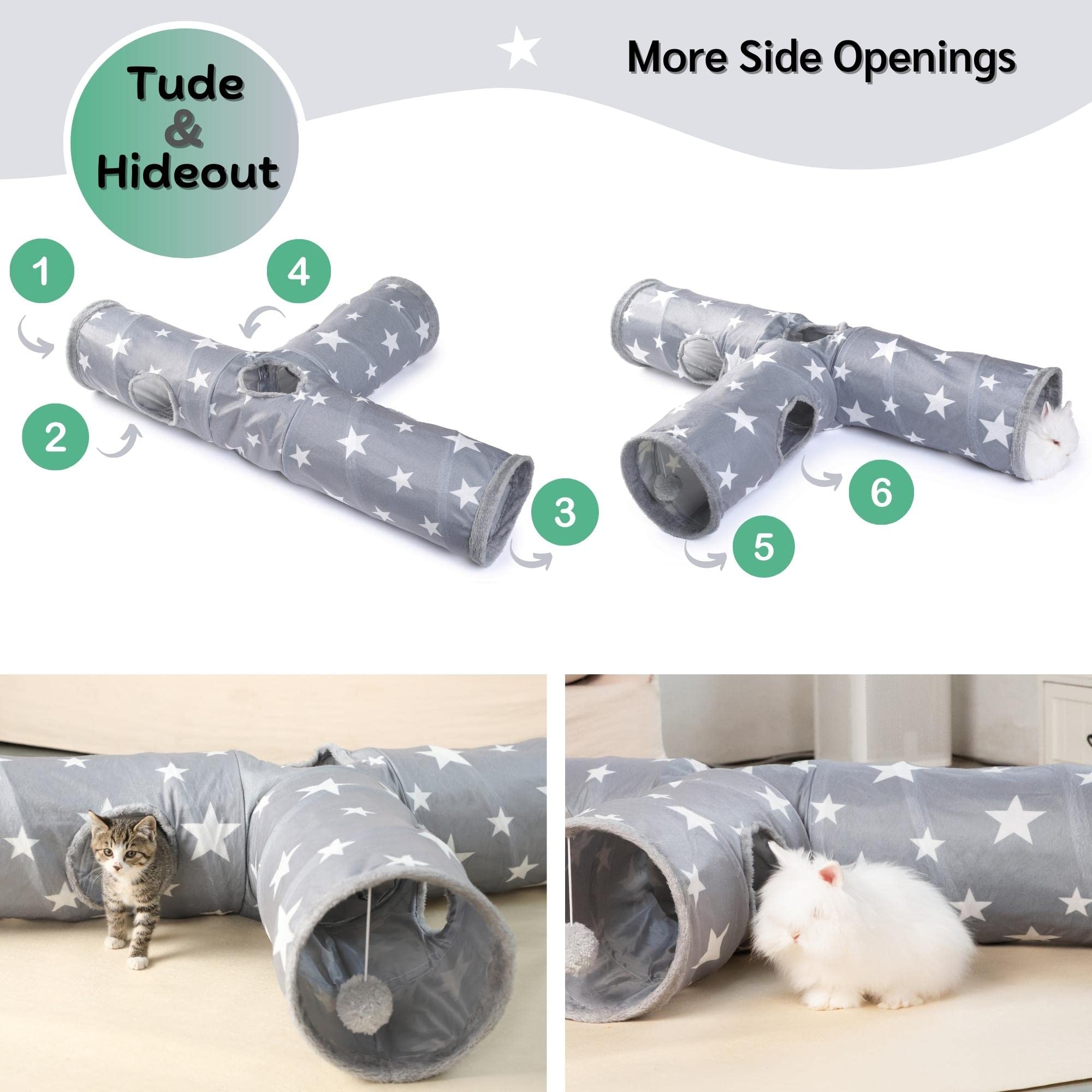 JanYoo Bunny Tunnel star large opening highlights spacious entry for curious pets