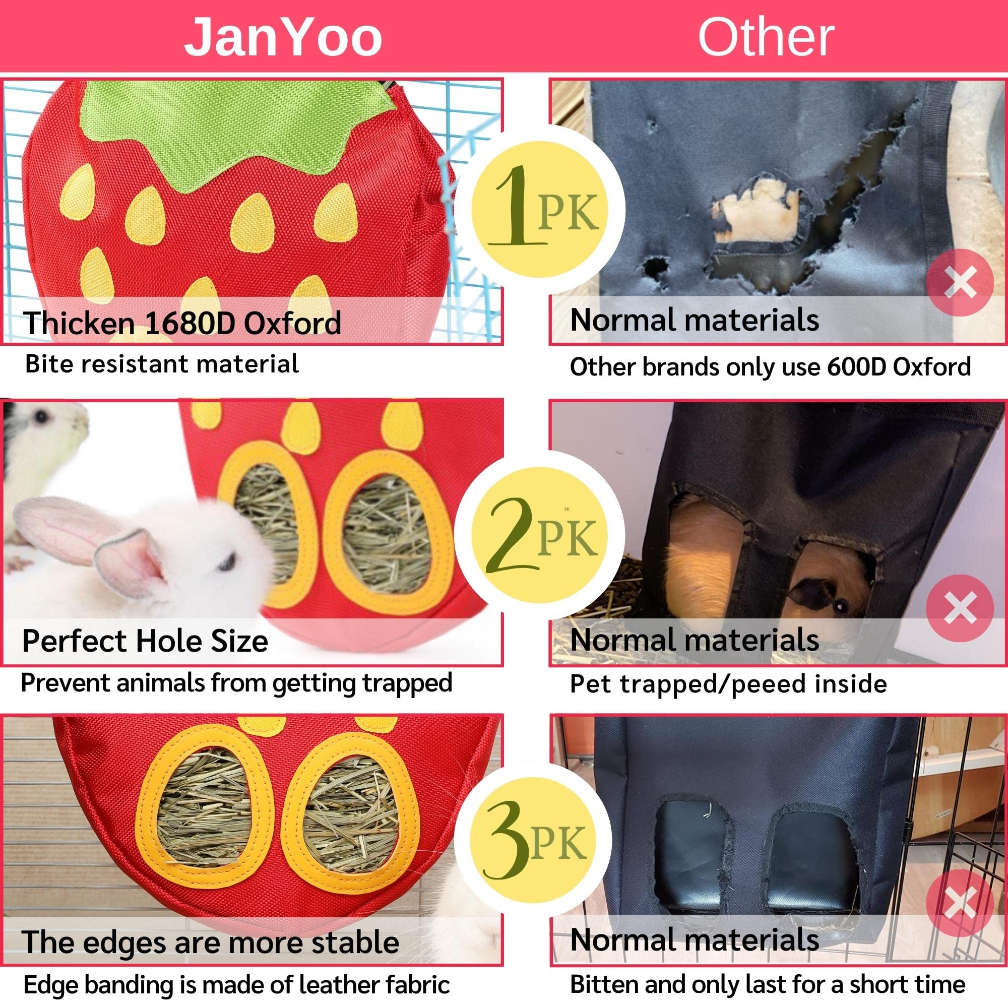 JanYoo durable 1680D Oxford hay bag resists wear during daily use.