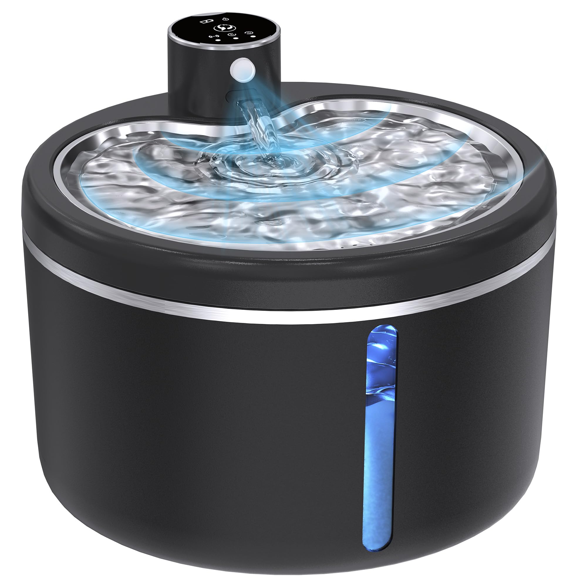 Jaojcoe cat water fountain cordless 108oz front view keeps cats hydrated with large capacity.