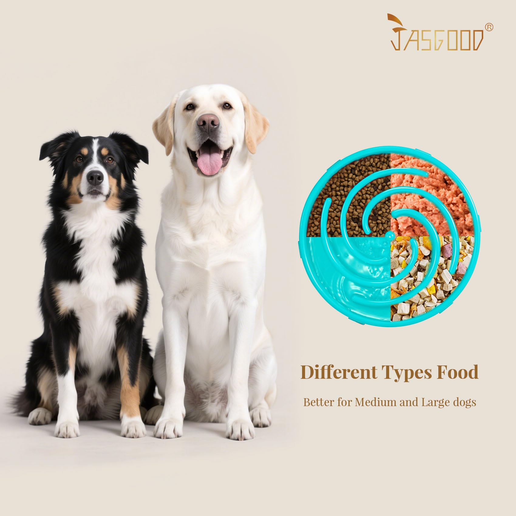 JASGOOD food-safe material close-up emphasizes BPA-free and PVC-free construction.