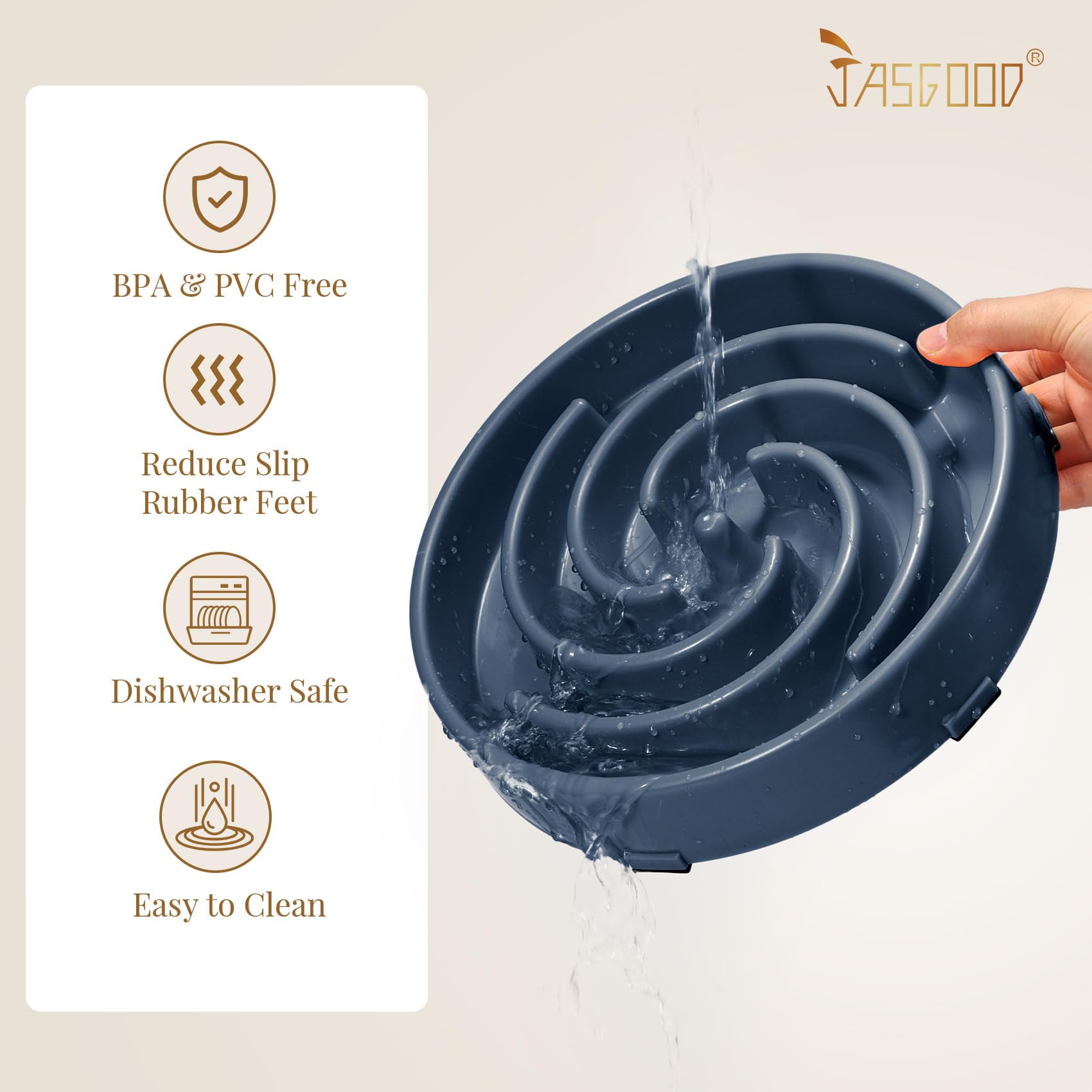 JASGOOD bowl is top-rack dishwasher safe for easy cleaning.
