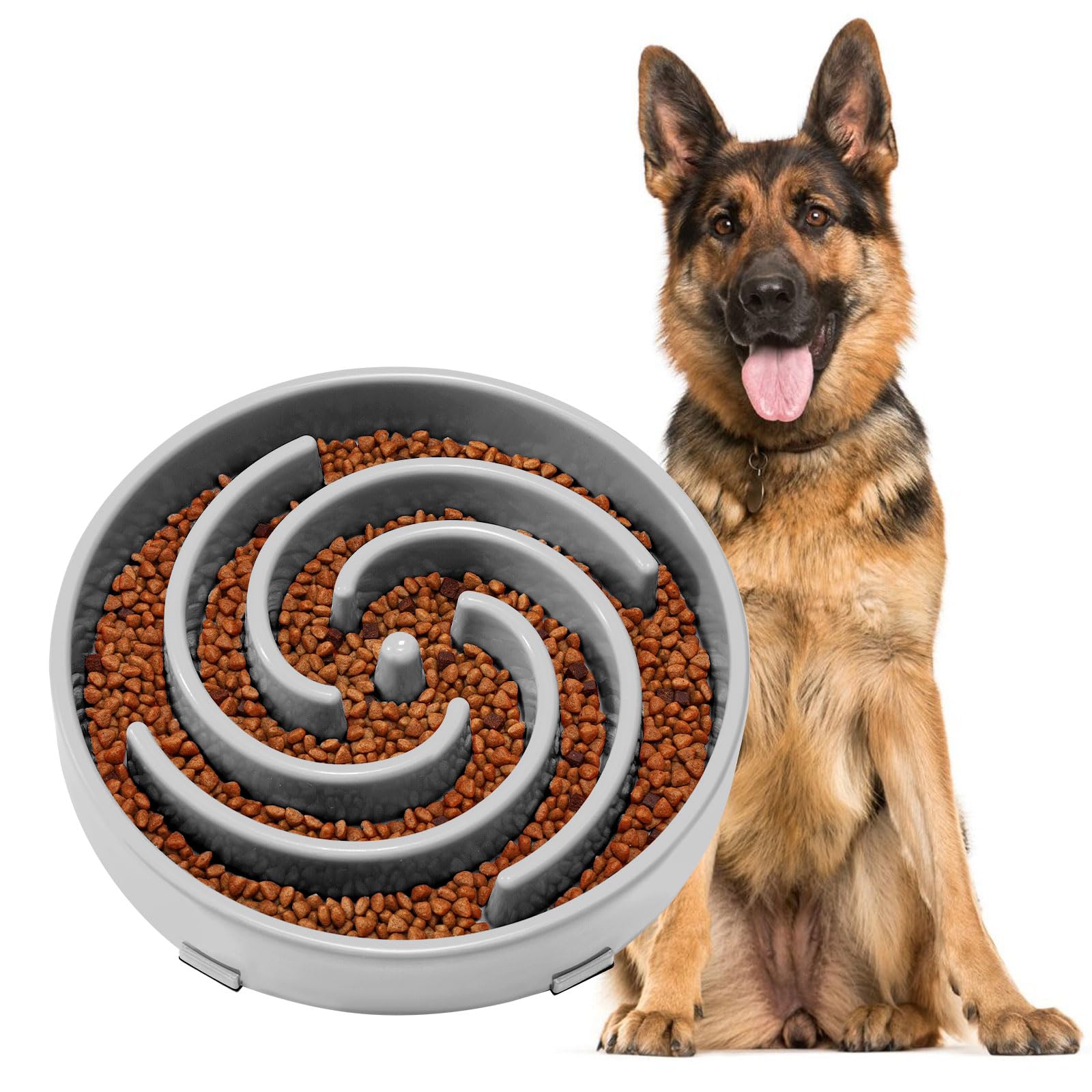 JASGOOD slow feeder bowl demonstrates anti-gulping design that slows meals for calmer feeding.