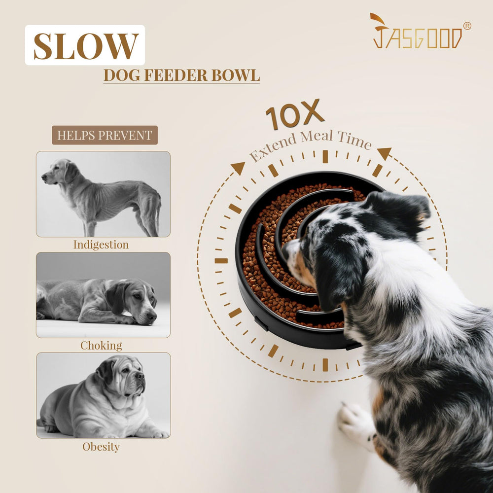 JASGOOD slow feeder supports dry, wet, or raw foods for versatile feeding.