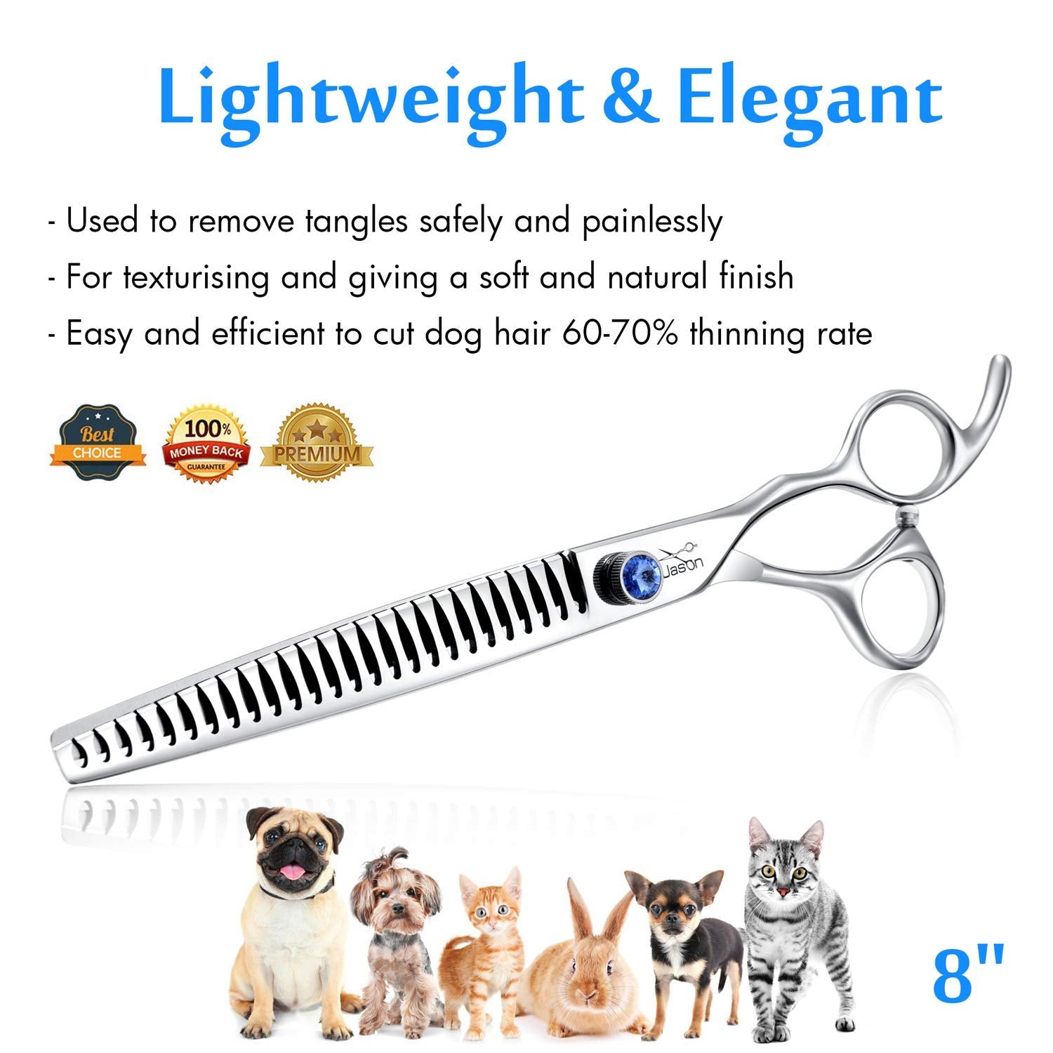 JASON 440C steel convex edge delivers clean, sharp cuts on pets.