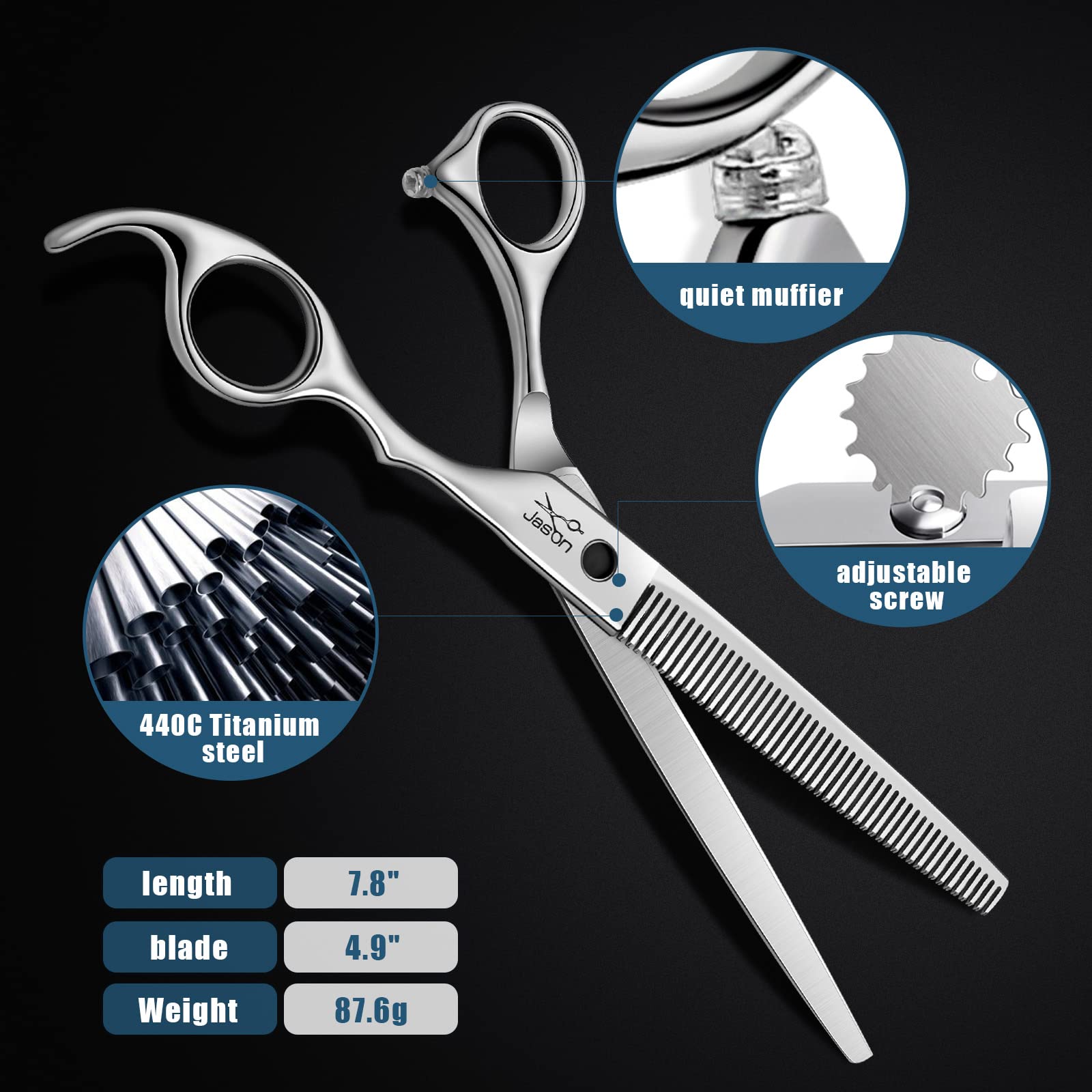 JASON 7.5-inch pet grooming scissors ideal for heavy coat thinning