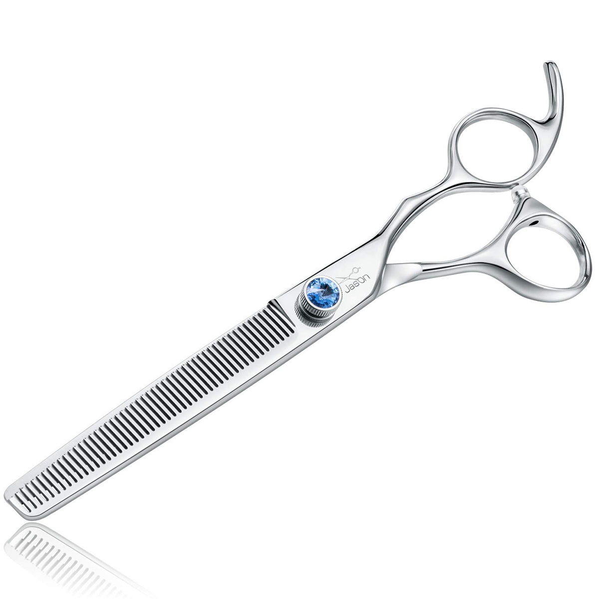 JASON 7-inch thinning dog grooming scissor with focused handle and blade for precise grooming.