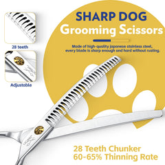 JASON 7-Inch dog grooming shears adjustment screw shows customizable tension for precise control.