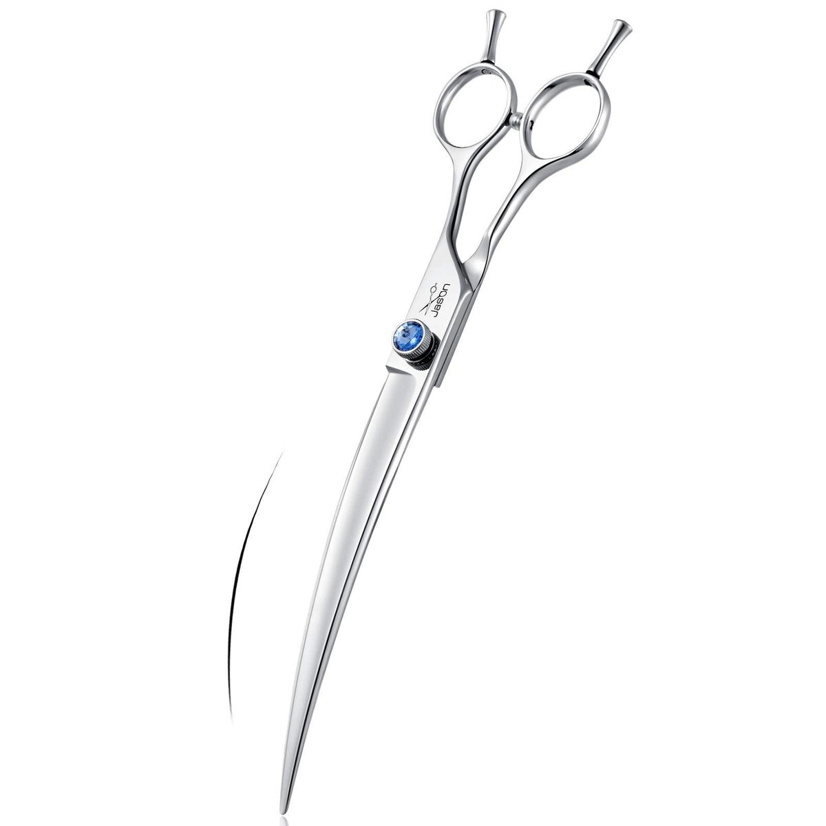 Jason 8 inch curved dog grooming scissors with ergonomic design for long sessions