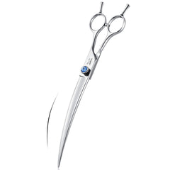 Jason 8 inch curved dog grooming scissors with ergonomic design for long sessions