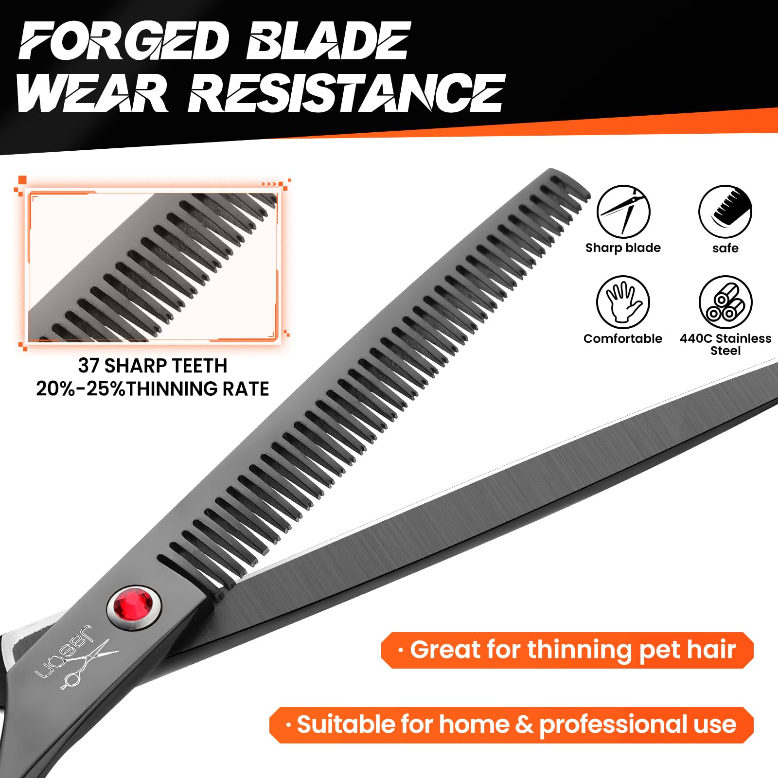 JASON anti-rust coating close-up proves durability for frequent grooming.