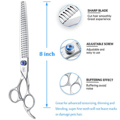 JASON blue crystal dial tension system enabling quiet, smooth scissoring.