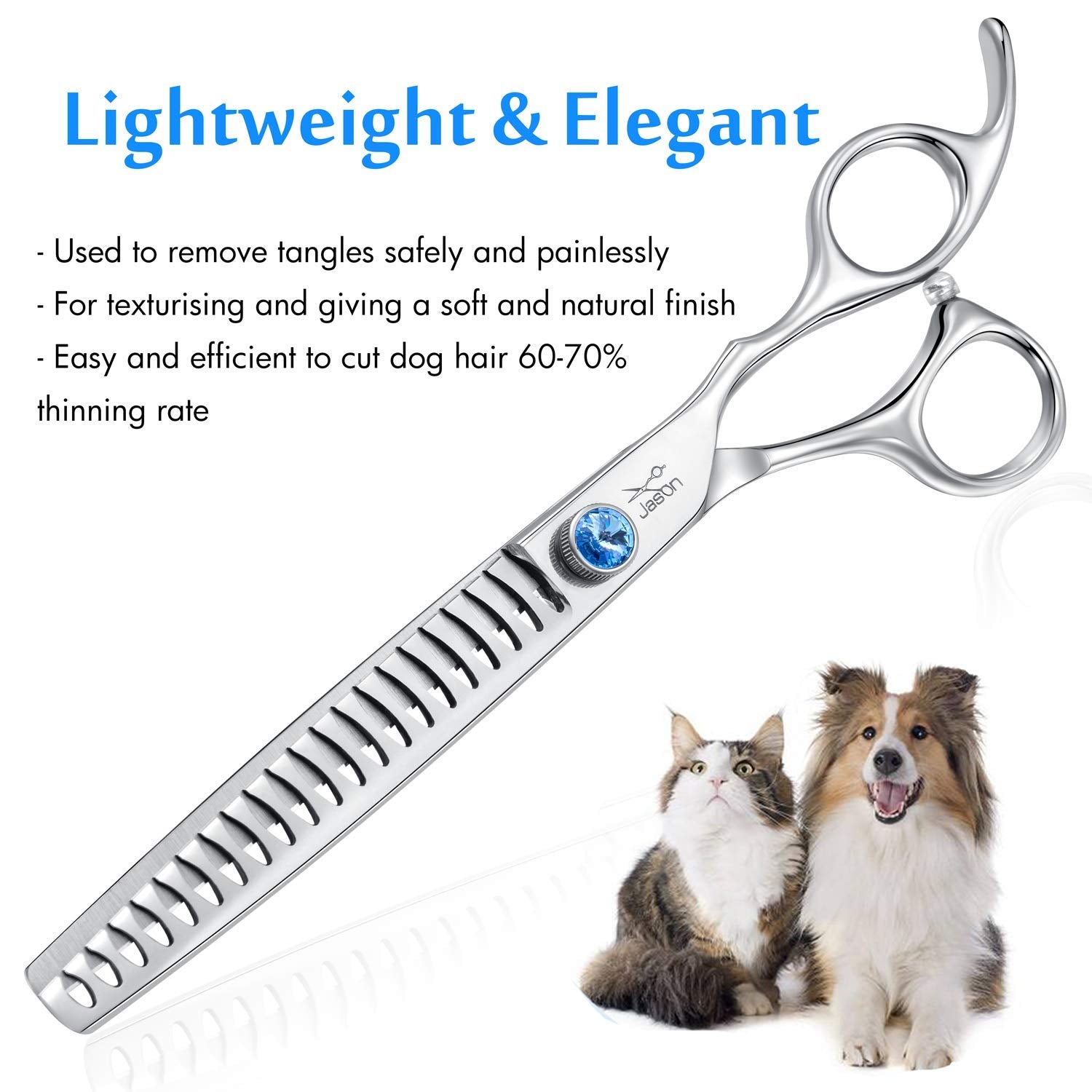 JASON chunkers shears in use on a dog for efficient trimming.