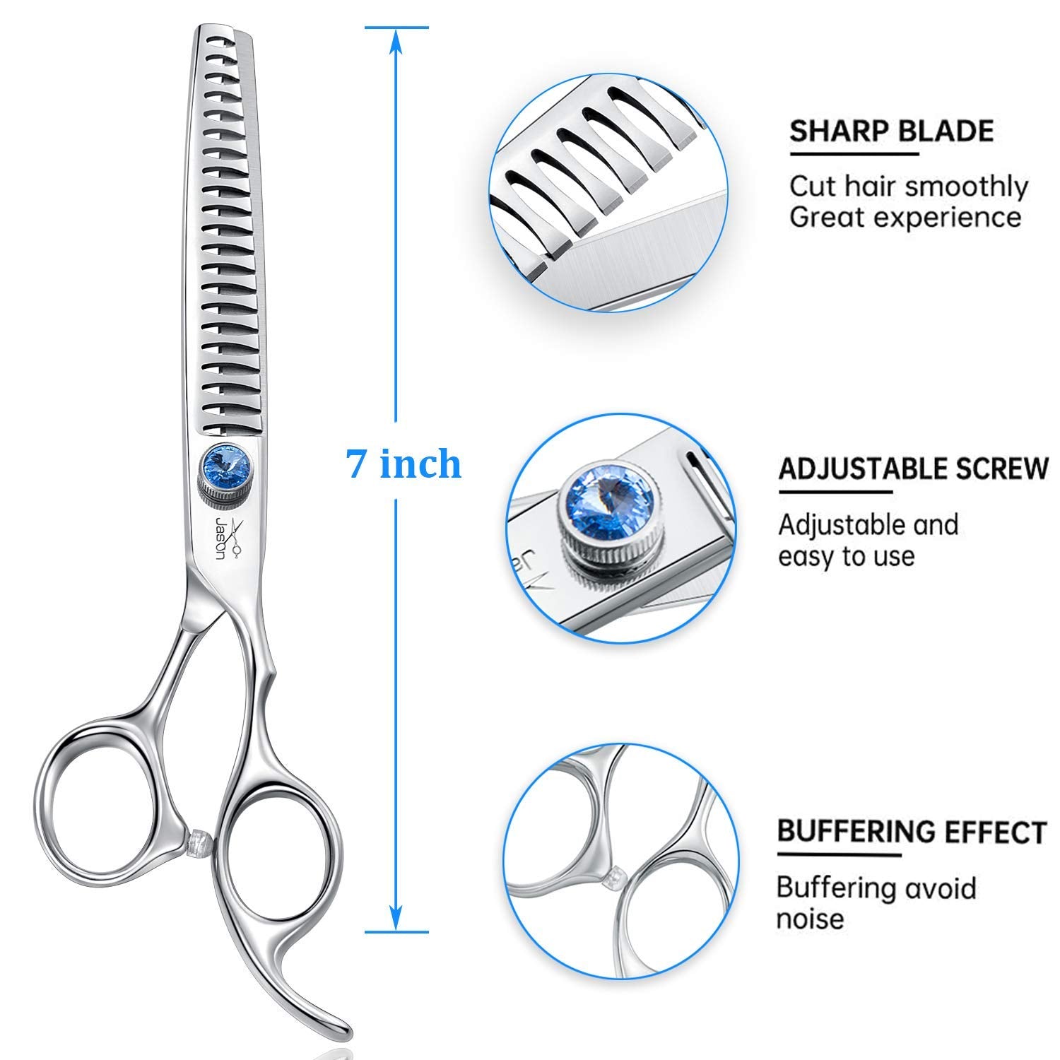 JASON chunkers shears offset-handle demonstrate ergonomic grip for comfortable grooming.