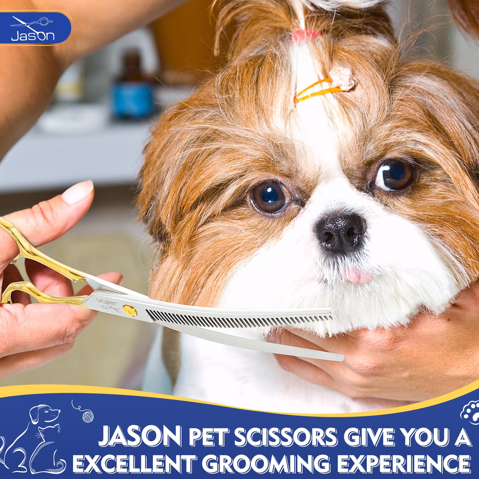 JASON curved thinner dog scissors adjustable screw image highlighting tension tuning