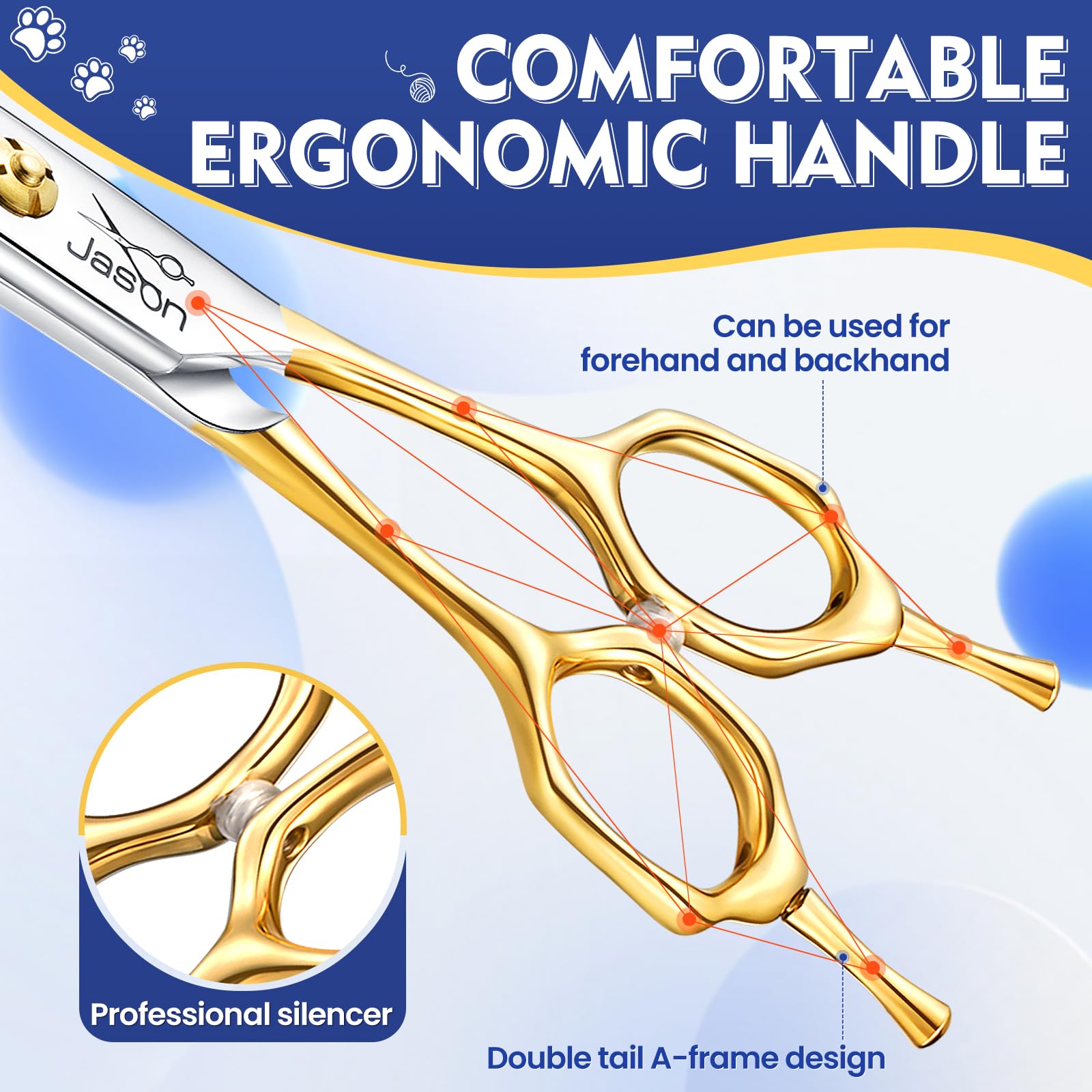 JASON curved thinner dog scissors curved blade design for natural shaping
