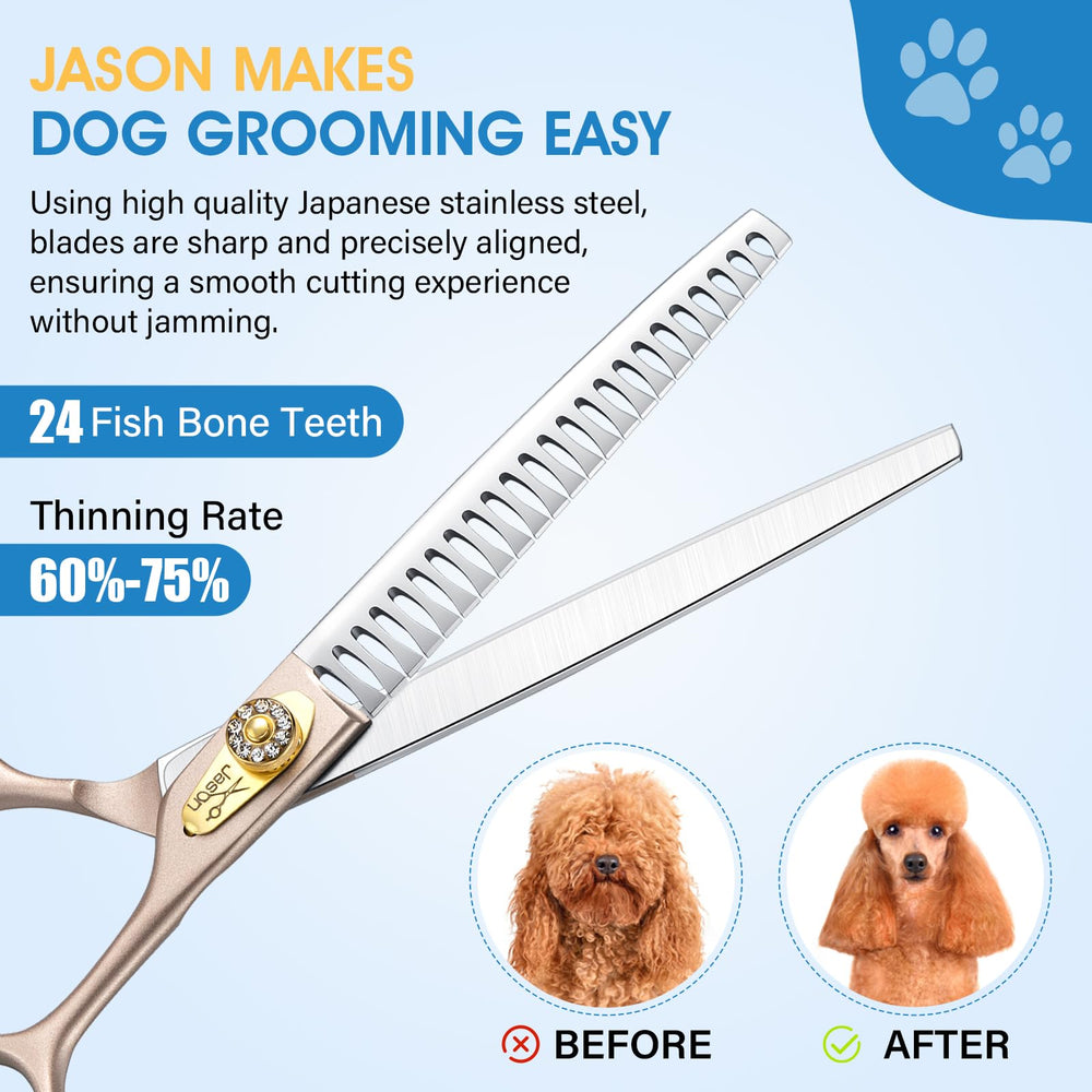 Jason thinning shear with diamond screw for precise tension adjustment.