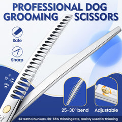 Jason dog-grooming curved scissors ergonomic-handle view highlights comfortable grip for long grooming sessions.