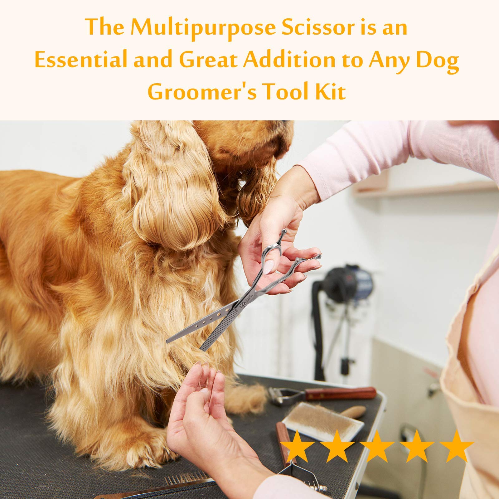 JASON grooming scissors muffler pad reduces noise during trimming.