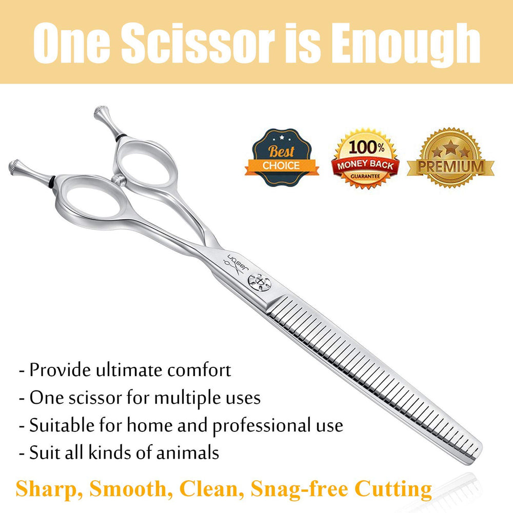 JASON scissors with removable rings to fit fingers for quiet grooming.