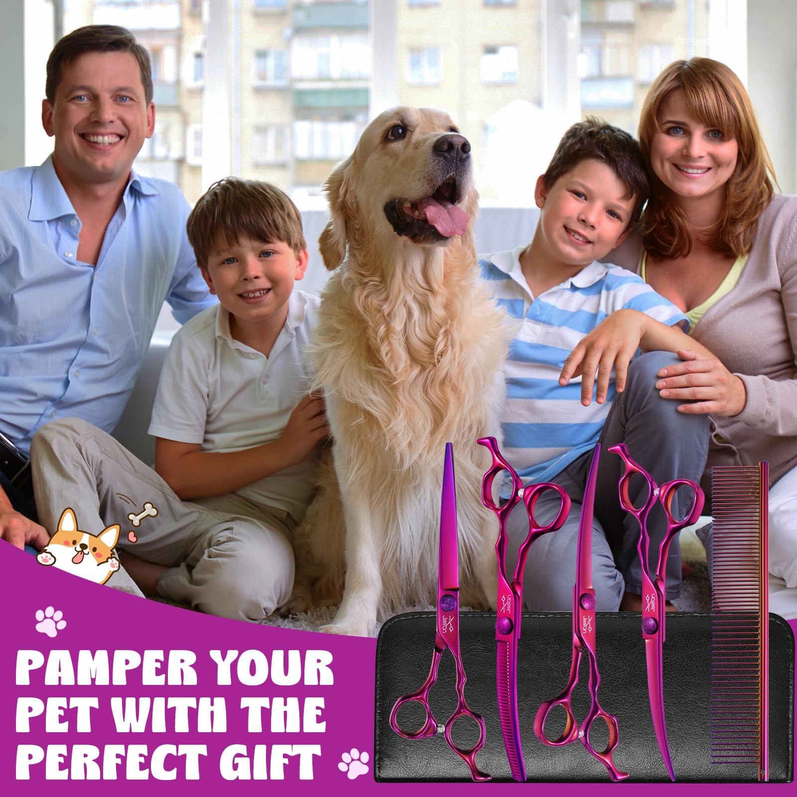 Jason Dog Grooming Scissors Set Adjustable Screw: customizable tension for different fur types